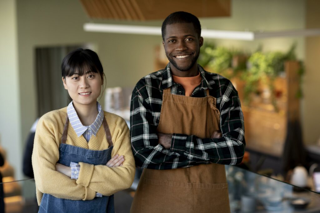 Travailleurs indépendants homme et femme